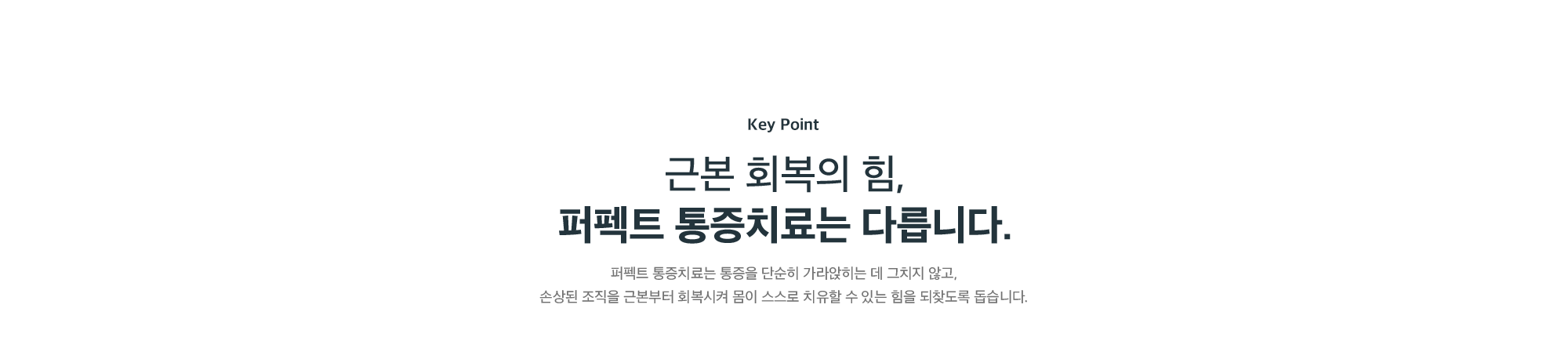 근본 회복의 힘, 퍼펙트 통증치료는 다릅니다 - 손상된 조직을 근본부터 회복시켜 몸이 스스로 치유하도록 돕는 치료